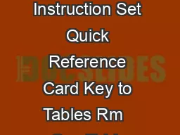 ARM and Thumb  Instruction Set Quick Reference Card Key to Tables Rm   See Table