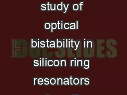 Analytical study of optical bistability in silicon ring resonators Ivan D