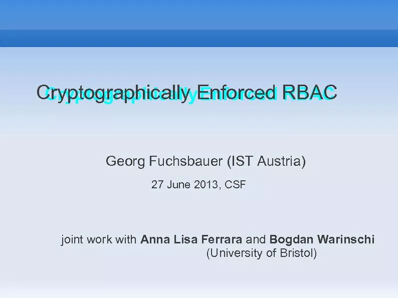 Cryptographically enforced RBAC