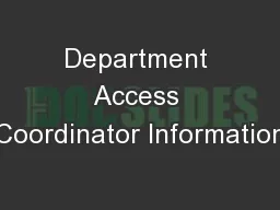 Department Access Coordinator Information