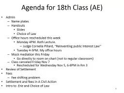 1 Agenda for 18th Class (AE)