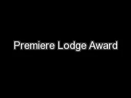 Premiere Lodge Award