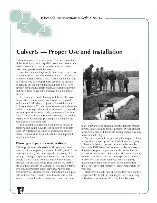 Culverts proper use and installation