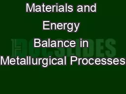 Materials and Energy Balance in Metallurgical Processes