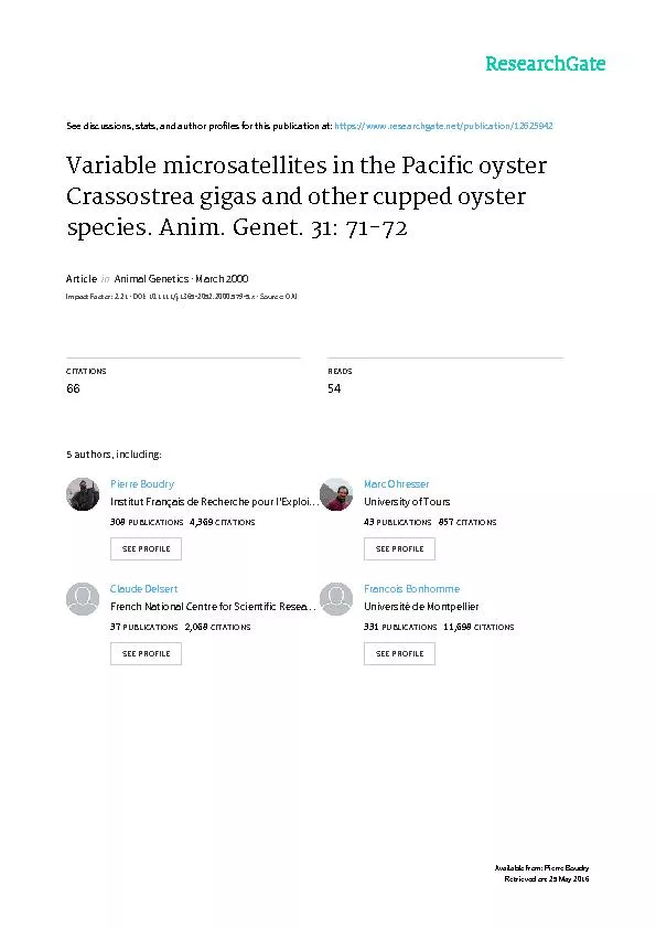 Variable micro satellites in the pacific oyster crassostrea gigas and other cupped oyster