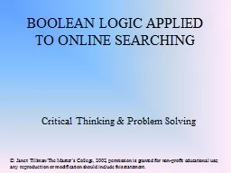 BOOLEAN LOGIC APPLIED TO ONLINE SEARCHING