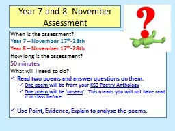 Year 7 and 8  November Assessment