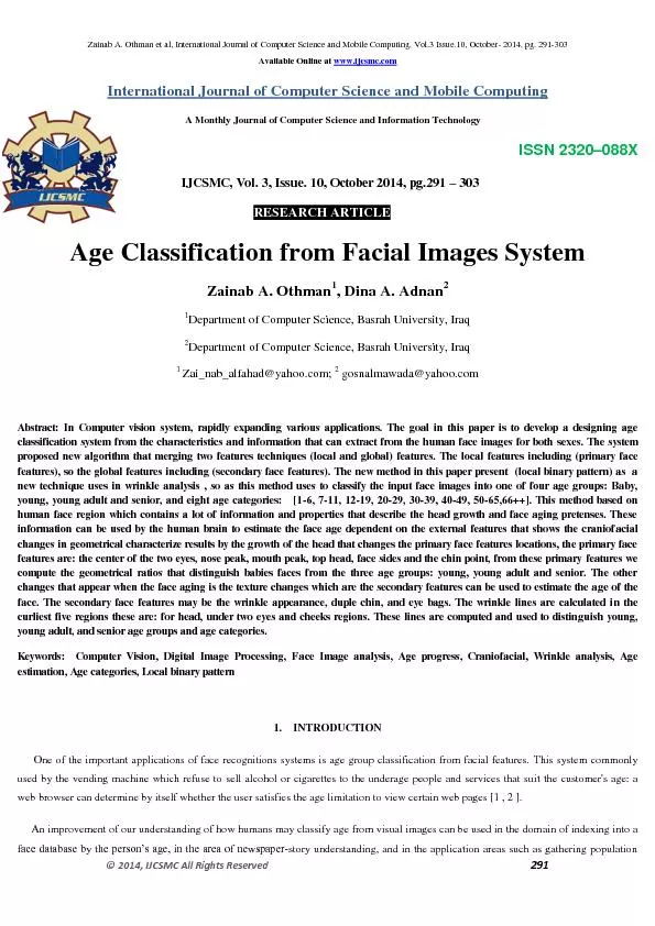 Age classification from facial images system
