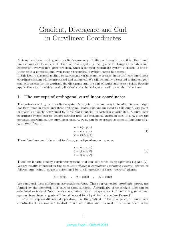 Gradient Divergence and Curl in curvilinear coordinates