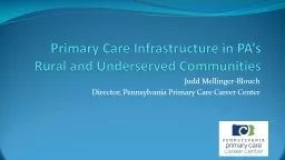 Primary Care Infrastructure in PA’s Rural and Underserved