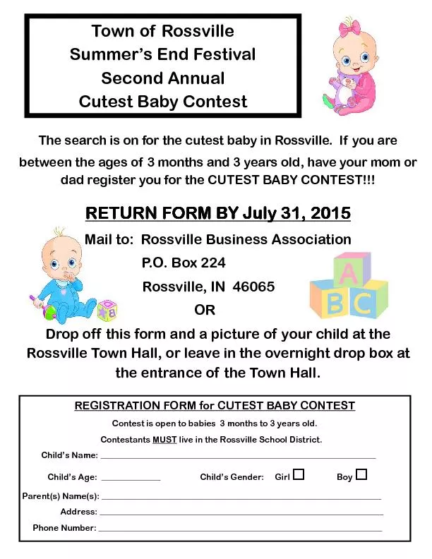 Town of rossville  summer's end festval second annual cutest baby contest