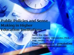 Public Policies and Sense Making in Higher Education Instit