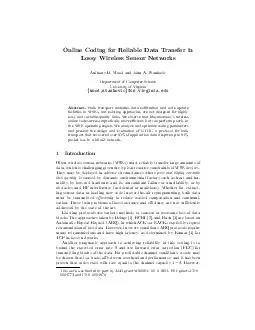 Online Co ding for Reliable Data ransfer in Lossy Wireless Sensor Net orks An thon D