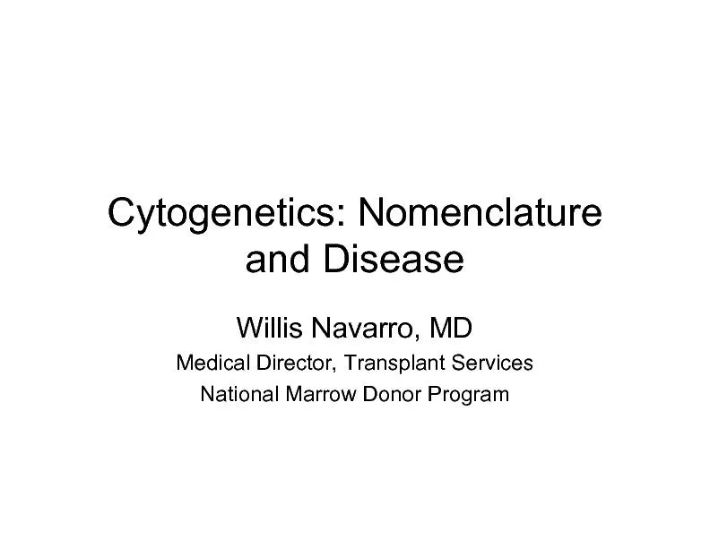 Cytogenetics Nomenclature and disease
