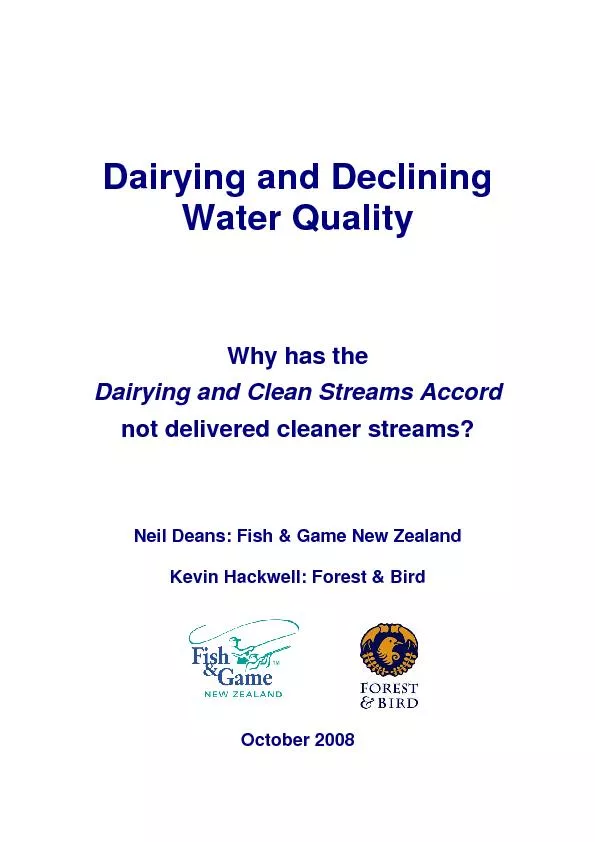 Dairying and declining water quality