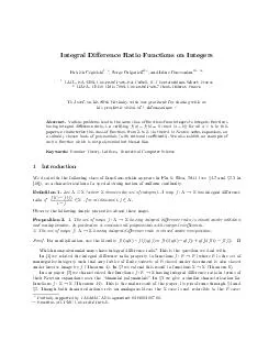 Integral Dierence Ratio Functions on Integers Patrick Cegielski  Serge Grigorie  and Irene