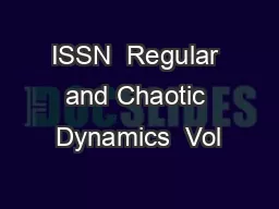 ISSN  Regular and Chaotic Dynamics  Vol