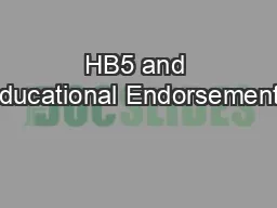 HB5 and Educational Endorsements