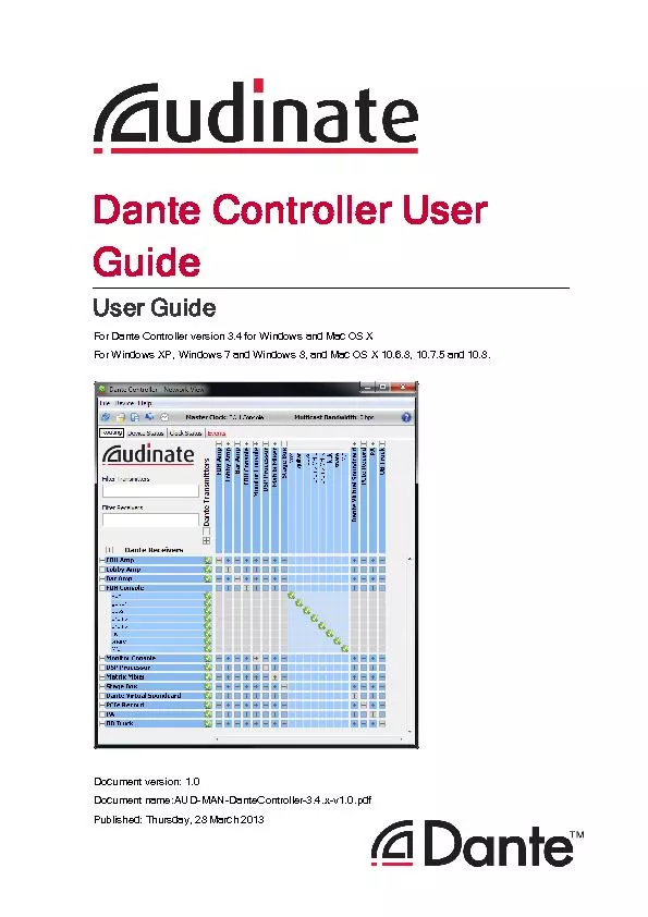Dante controller user guide
