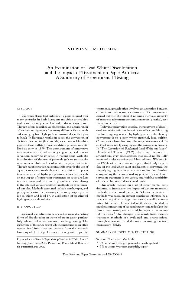 An examination of lead white discoloration and the impact of treatment on paper artifacts