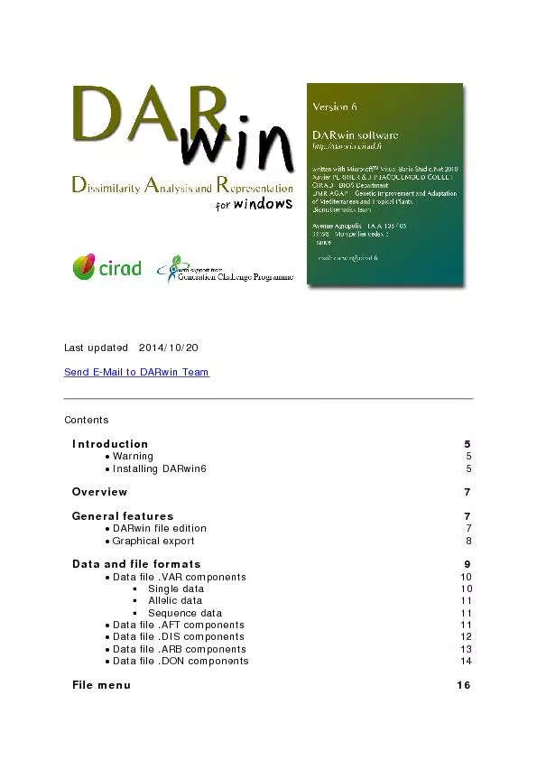 Last updated   20Send EMail to DARwin Team
