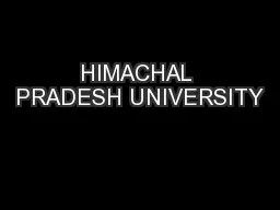 HIMACHAL PRADESH UNIVERSITY