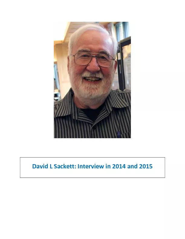 David L Sackett: Interview in 2014 and 2015