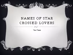 Names of Star Crossed Lovers