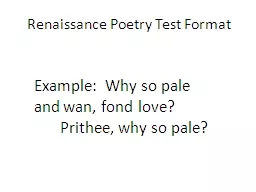 Renaissance Poetry Test Format