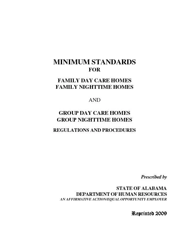 MINIMUM STANDARDSFOR FAMILY DAY CARE HOMES FAMILY NIGHTTIME HOMES AND