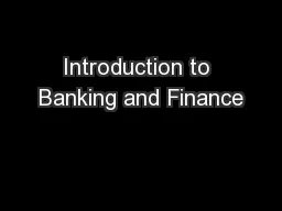 Introduction to Banking and Finance