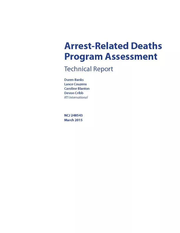 Arrest-Related Deaths Program Assessment