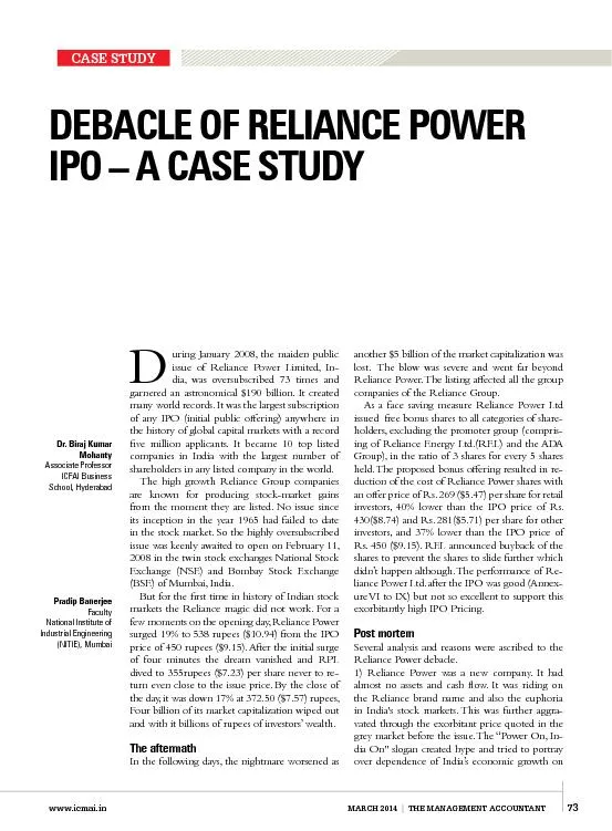Debacle of reliance power IPO  a case study