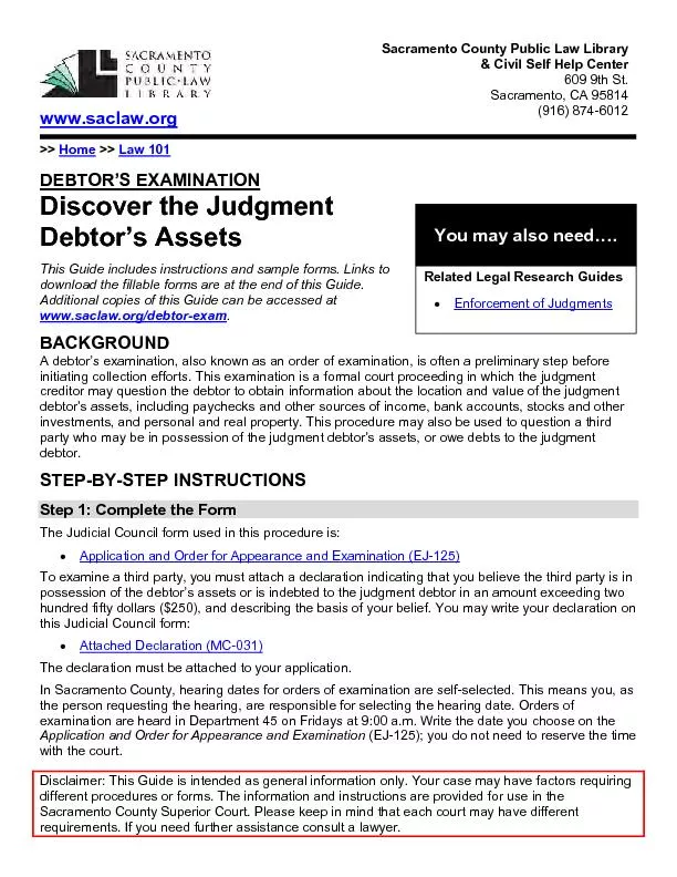 Discover the judgment debtor's assets