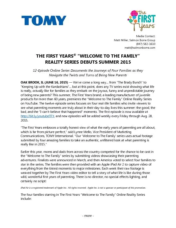 Welcome to the family  reality series debuts summer 2015