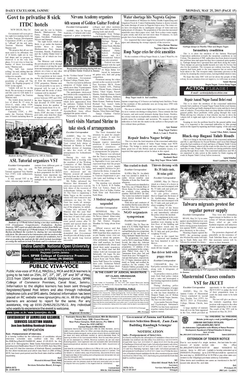 DAILYEXCELSIOR, JAMMUMONDAY, MAY25, 2015 (PAGE 15)