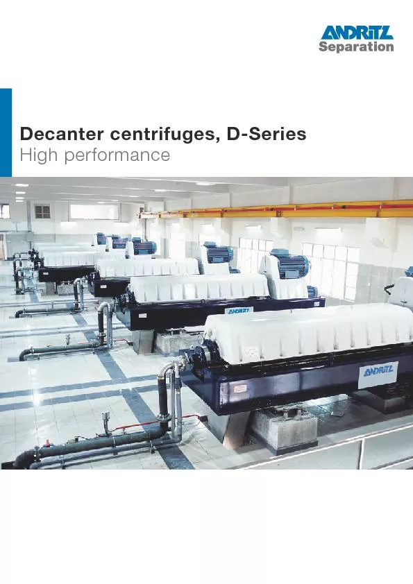 Decanter centrifuges, D-Series High performance
