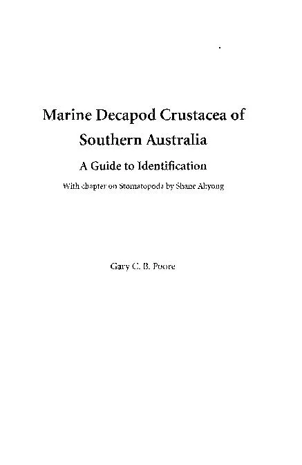 Marine decapod crustacea of Southern Australia