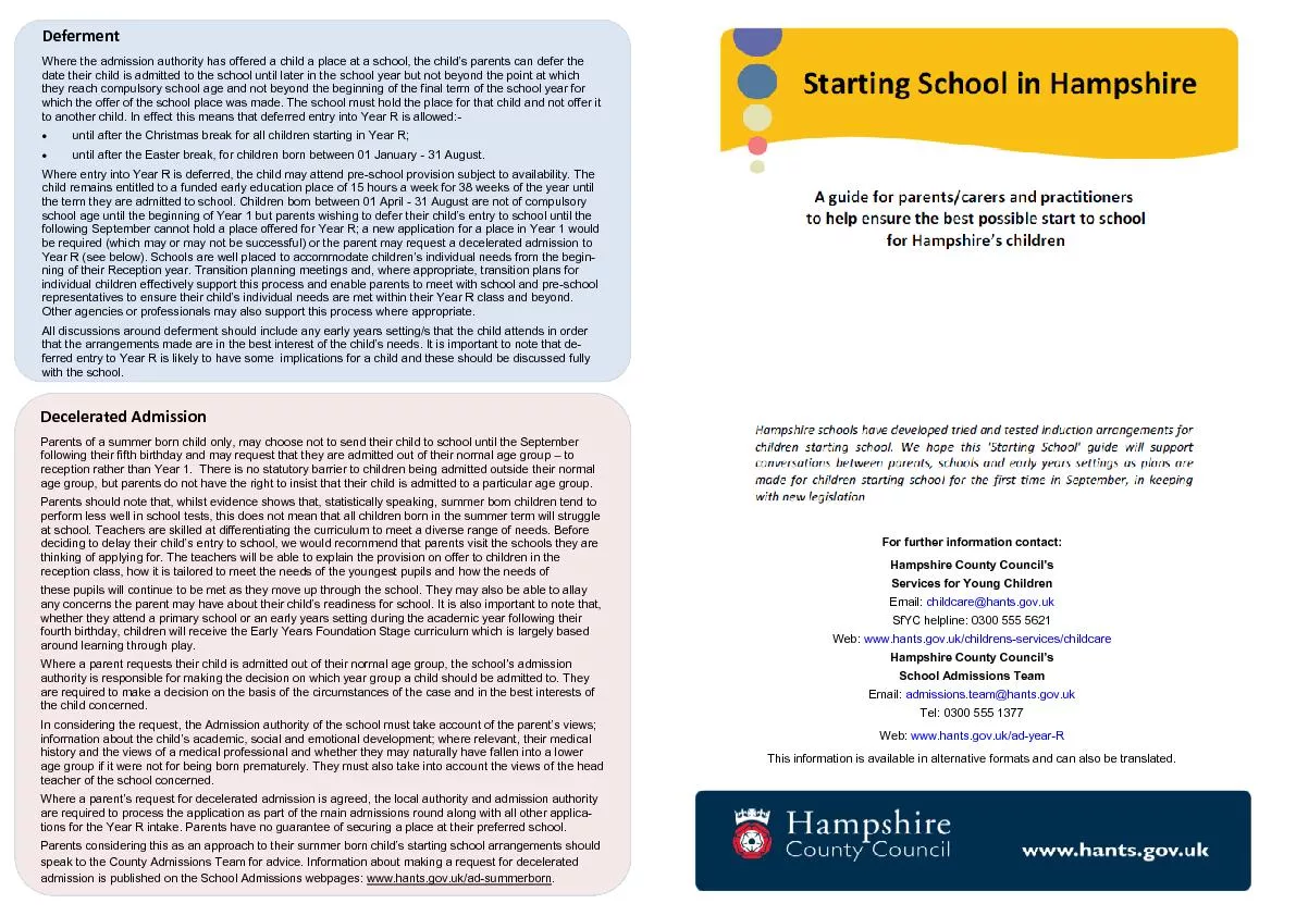 Starting school in hampshire