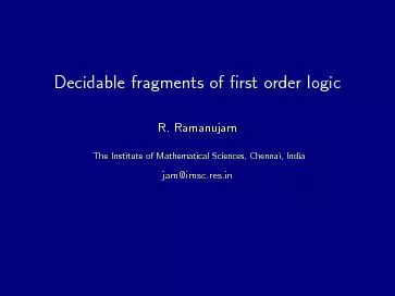 Decidable fragments of FIrst order logic