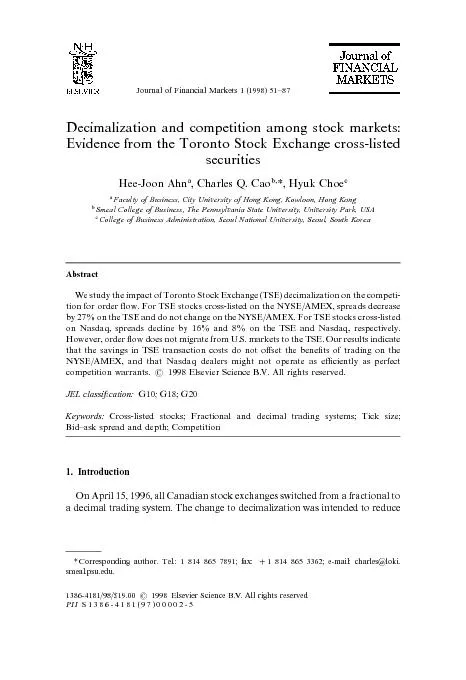 Decimalization and competition among stock markets
