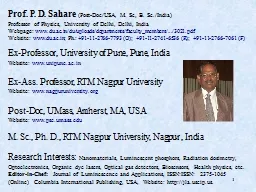 1 Prof. P. D. Sahare
