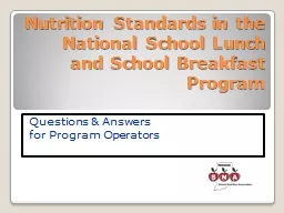 Nutrition Standards in the National School Lunch and School