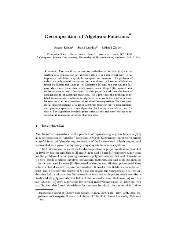 Decomposition of Algebraic Functions