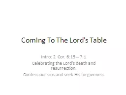 Coming To The Lord’s Table
