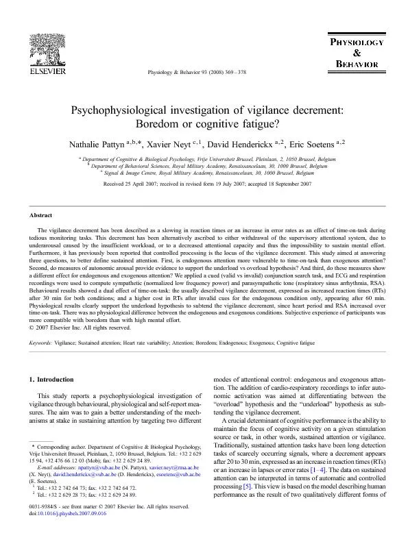 Psychophysiological investigation of vigilance decrement boredom or cognitive fatigue