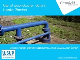 Use of groundwater data in Lusaka, Zambia