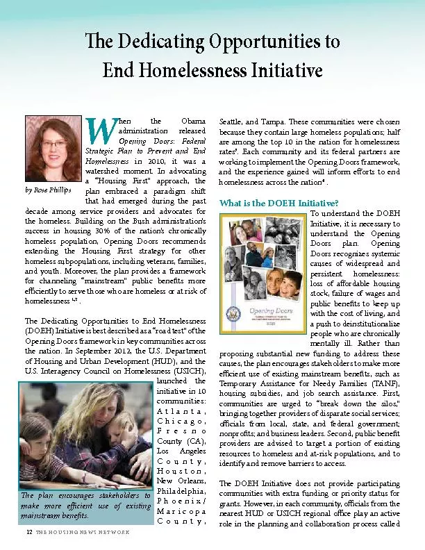 The  dedicating opportunities to end homelessness initiative