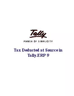 Tax deducted at source in Tally ERP9