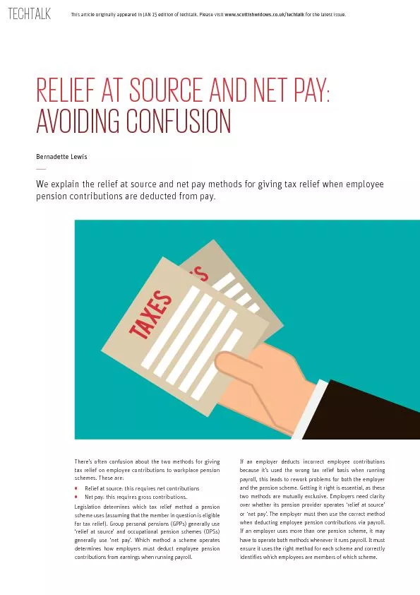 Relief at source and net pay avoiding confusion